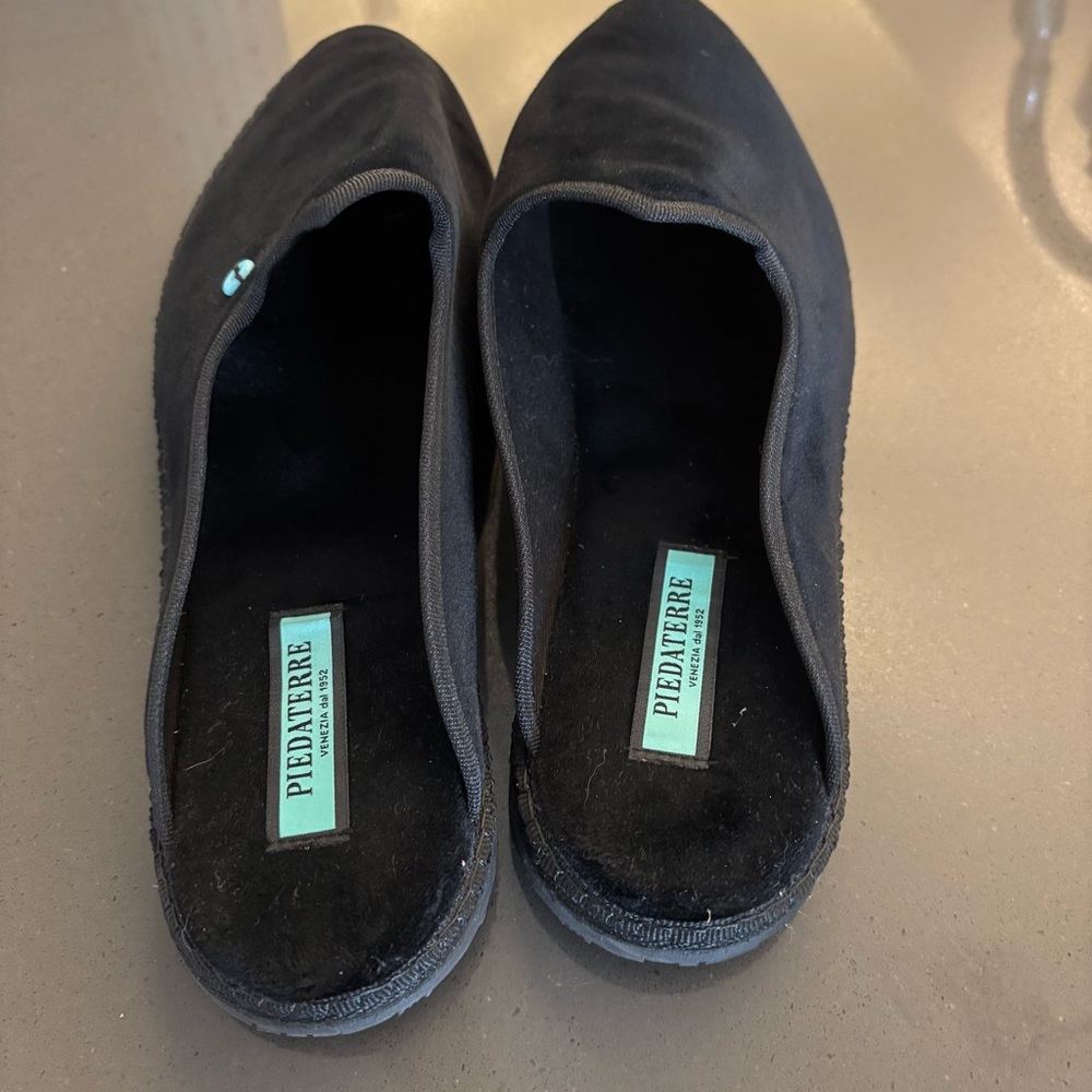 Piedaterre Venezia Dandy Black Velvet Slippers 44 - Picture 2 of 7
